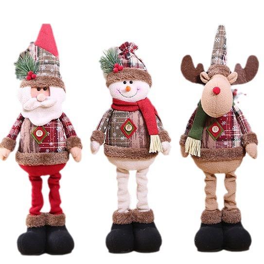 Weihnachten Retro Kleine Schneeflocke Plaid Tuch Stretch Puppe Hotel Bar Einkaufszentrum Dekoration Dekoration Dekoration Ornamente Weihnachten Santa Schneemann