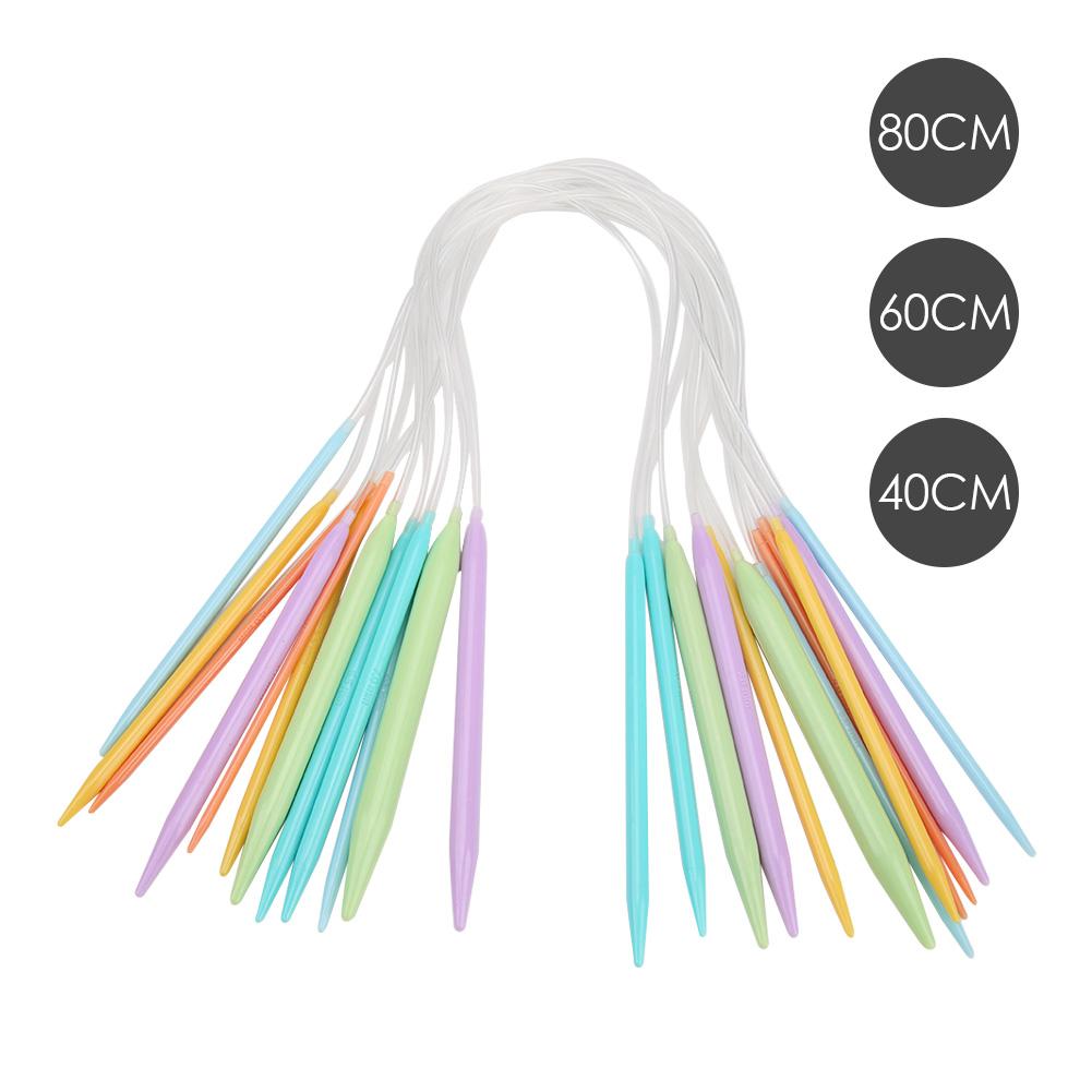 12 Pairs Candy Color Sewing Needles Plastic ABS Change Head Knitting Needle Set Scarf Sweaters DIY Weaving Tools