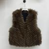 Autumn and winter new light luxury strips fox hair fashion short fur vest women's detachable scarf