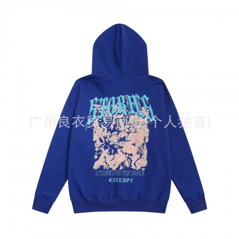 Unisex Oversized Hoodie With Abstract Face Embroidery Print Cotton Sweatshirt Fall