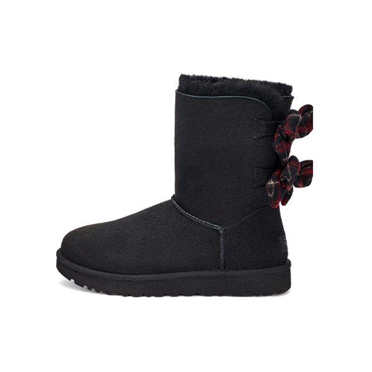 

UGG Comfortable Mid-Calf Plaid Ribbon Warm Waterproof Wear-Resistant Non-Slip Snow Boots Women boots Black 1118935-BLK 38