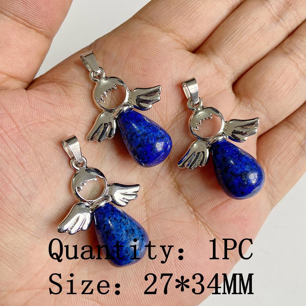 Natural Blue Lapis Lazuli Connector Charms Pendant Stone Warter Drop Teardrop Heart Pendants Charm For Jewelry Making Necklaces
