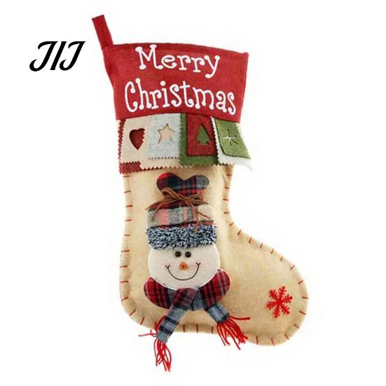 Decorative Gift Bags for Christmas 18 Inch Large Stockings, 3D Santa/Snowman/Reindeer Xmas Hanging Socks, Non-woven Practical Pouches Holidays Fabric