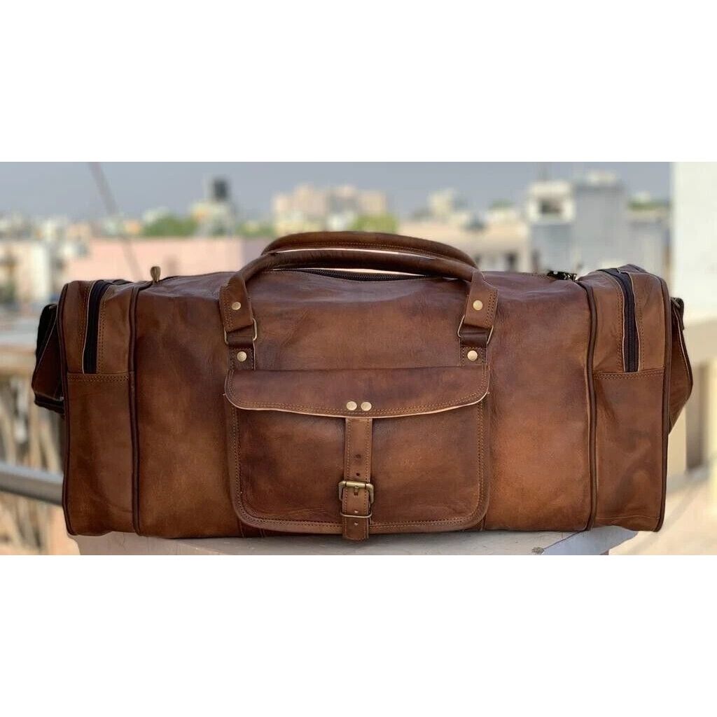 

Мужская дорожная сумка винтажная кожаная дорожная сумка новая спортивная багажная сумка настоящая на ночь 24 x 10 x 10 in