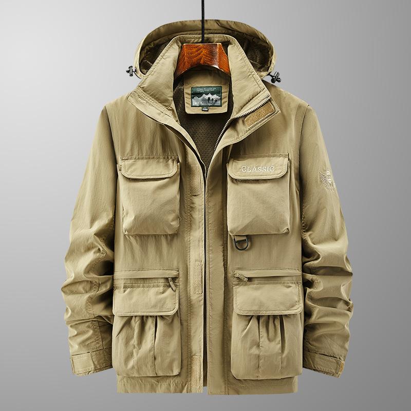 Chaqueta Juvenil para Hombre Ropa Deportiva de Montañismo para Exteriores Manga Desmontable con Capucha Holgada Chaqueta Polar para Hombre