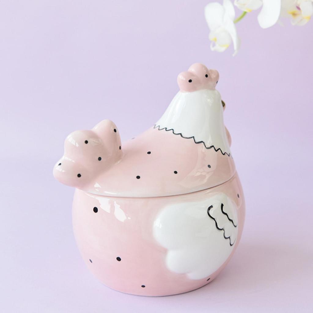 Ceramic Jar with Lid Large Chicken Box Ceramic Storage Jars for Eggs Candy Jewelry Snack Kitchen Counter Bookshelf Living Room