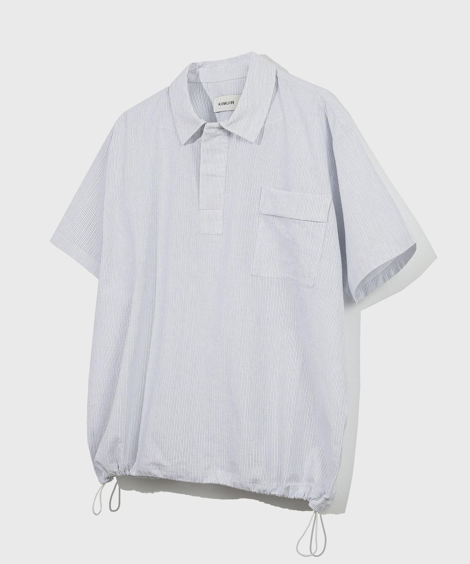Kimwear Striped String Collared Top_Gray Gray/L