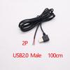 1Pcs USB Type C Micro  2/4 Pin Male / Female Wire Connector  Plug Socket DIY Repair Charging Power Supply Extension Cable Cords
