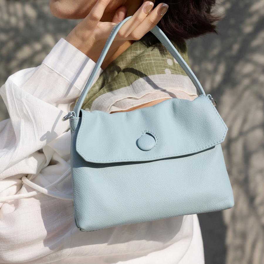 Genuine Leather Cowhide Small Tote Button Bags For Women Luxury Designer Handbag And Purses 2025 New Fashion Shoulder Crossbody