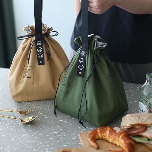 LOYELEY Lunch Bag, 100% Cotton Canvas Fabric, Keeps Food Cold and Hot, Insulated with Aluminum Wool and Cotton Interior, Durable and Waterproof, Perfe