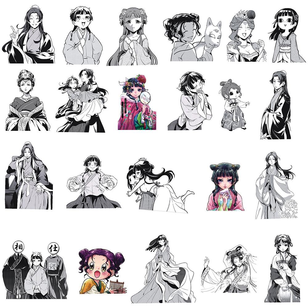 10/30/88pcs Black White Anime The Apothecary Diaries Stickers Funny Cartoon Decals Scrapbook Phone Laptop Graffiti Sticker Pack