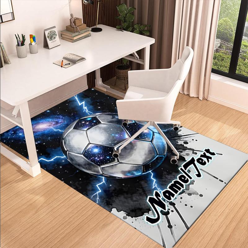 1PC Custom Name Galactic Soccer Ball Theme Floor Mat Ideal for Living Room, Game Rooms, Office, Bedroom,Floor Mat Playful Design