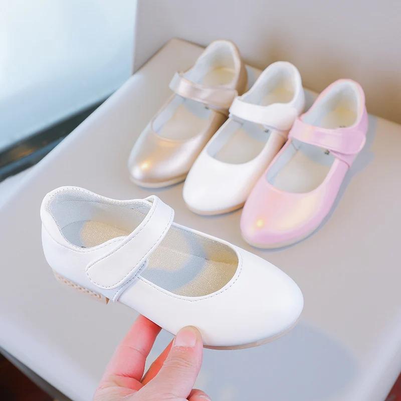 Girls PU Leather Shoes for Wedding Party Fashion Princess Kids Mary Janes Children Flats Hook & Loop Sweet Classic Cute Soft New