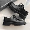 Men's shoes spring leather shoes British style platform black round head business casual shoes men's youth tide shoes 2112-J