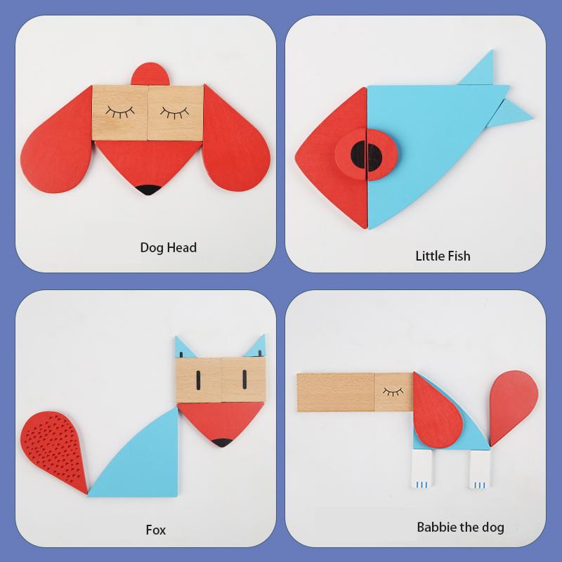 Children Wooden Puzzle Toys Montessori Preschool Education Tangram Game Building Blocks Learning Puzzle Game Kids Festival Toy