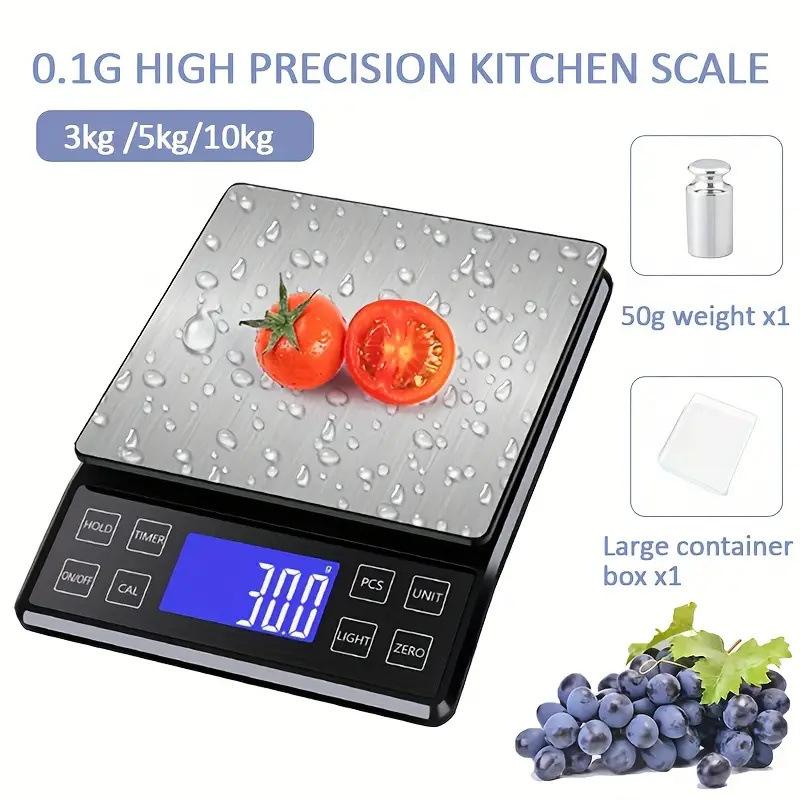 Kitchen Scale, 3kg/0.1g, with Calibration weights, Rechargeable
