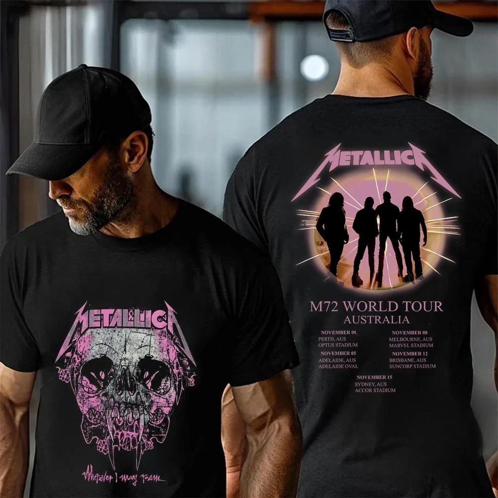 NEW Metallica M72 WorldTour 2025 Shirt, Metallica Tour Australia Pink Tshirt HOT Unisex T-Shirt L