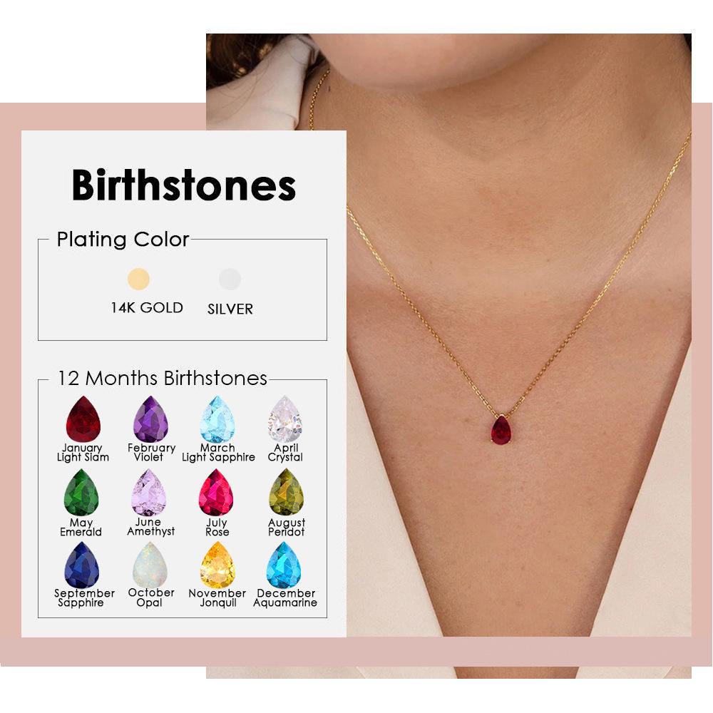 St. Delan Stainless Steel Zircon Teardrop Necklace - December Birthstone