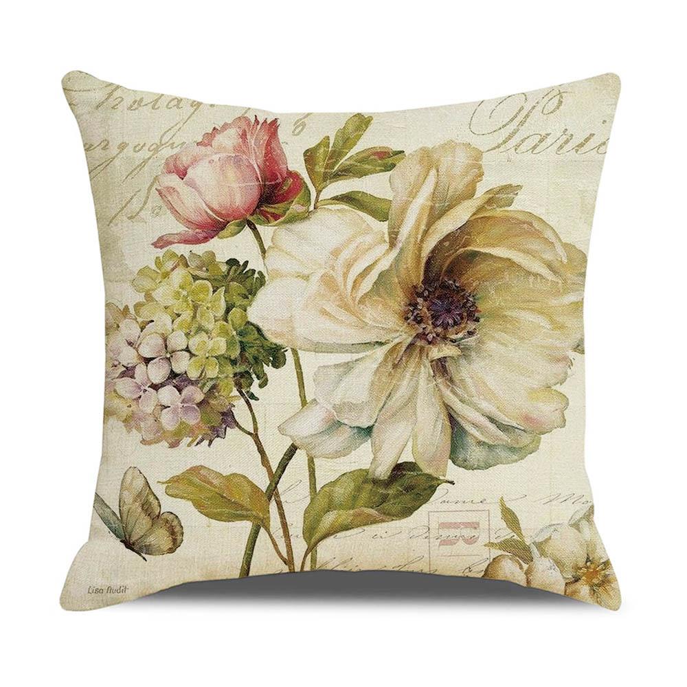 New Vintage Floral Pillow Linen Printed Sofa Home Office Decorative Cushion Cover