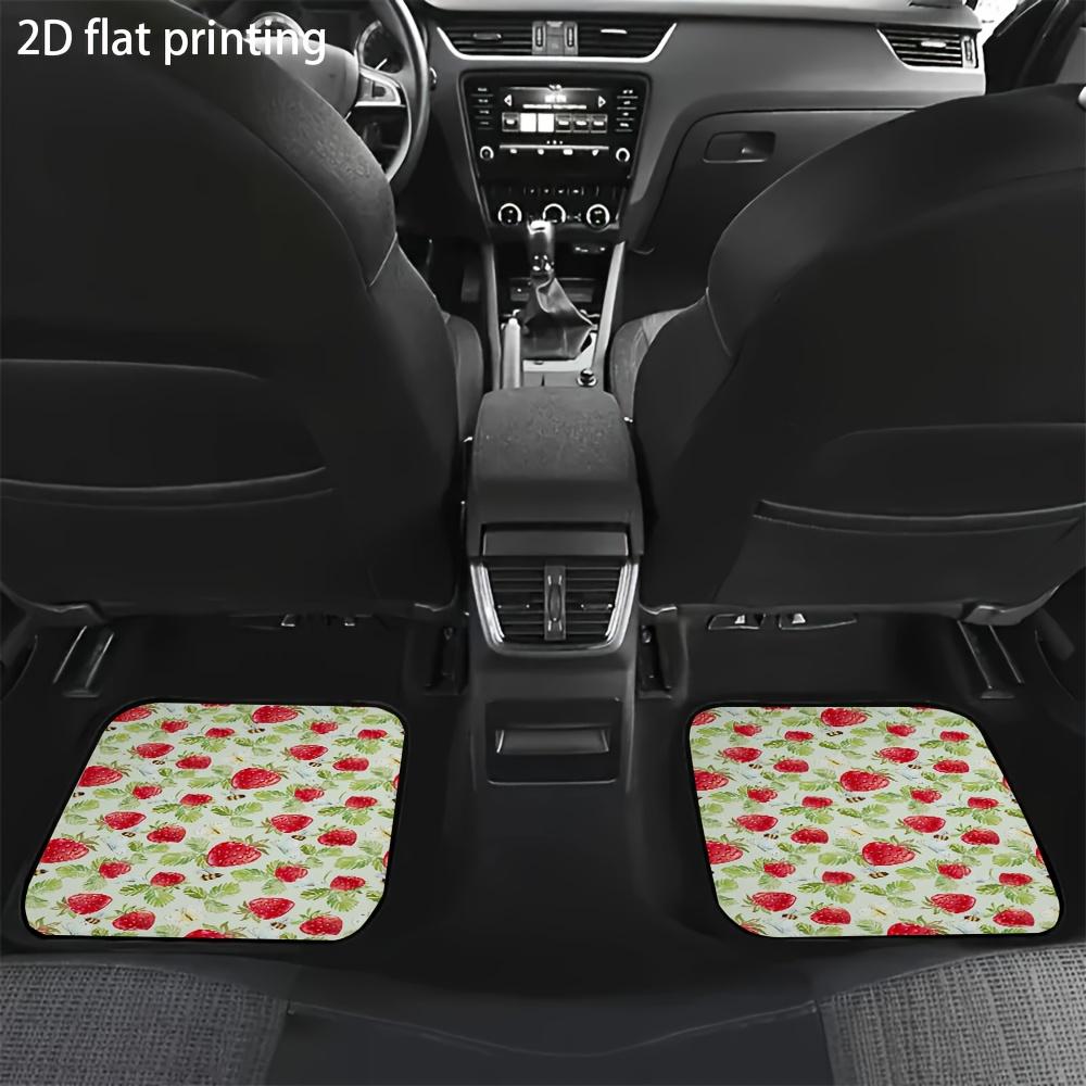 4pcs Car Floor Mats, Strawberry Bee Butterfly Fresh Patterns, Universal Fit Material All-Season Vehicle Interior Accessories For