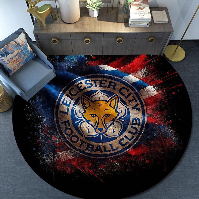 Leicester City Football Club,Round Area Rug,Carpet Rug for Living Room Bedroom Sofa Playroom Decor,Non-slip Floor Mat