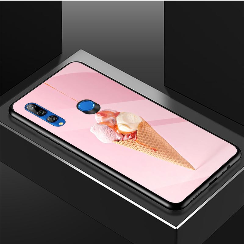 Ice Cream Tempered Glass Phone Case For Huawei Honor 8X 9 10i 20i 20Lite 20Pro 30 Pro Cover Shell