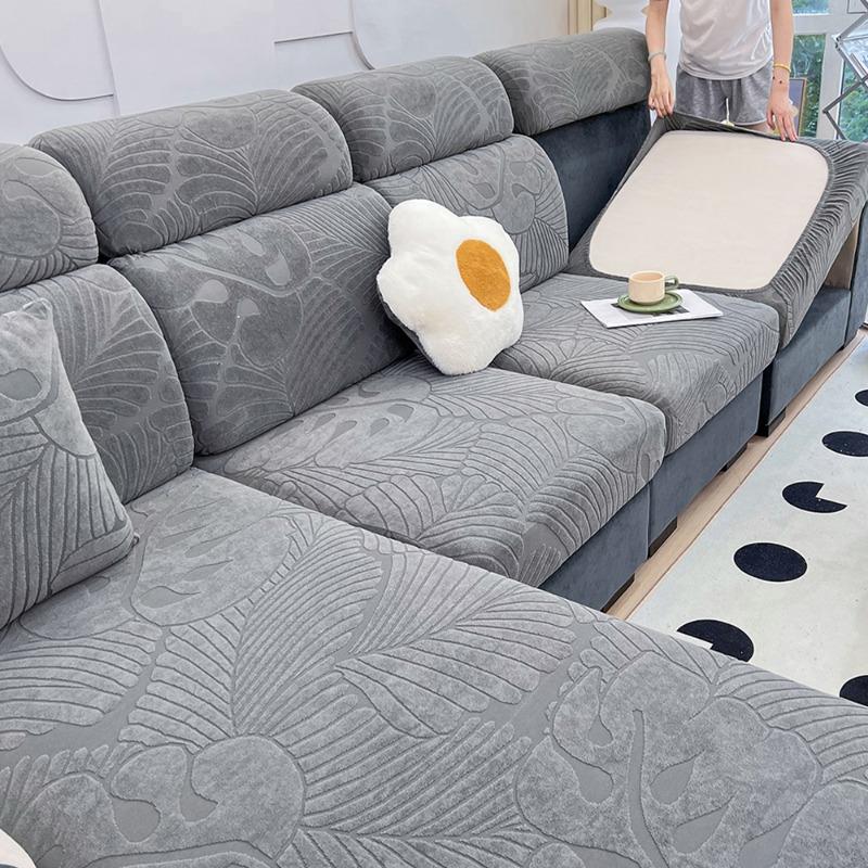 New Waterproof Fabric Sofa Cover Jacquard Solid Sofa Cushion Seat Case Stretch L-Shaped Cover Living Room Furniture Protector