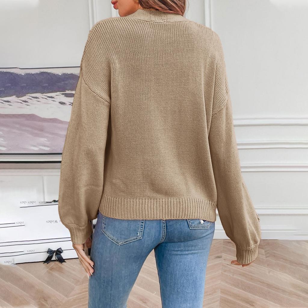 Women's Fashion Hand Crocheted Flower Sweet Knitted Cardigan Sweater Jacket Ladies Lazy Style Casual Loose Sweater