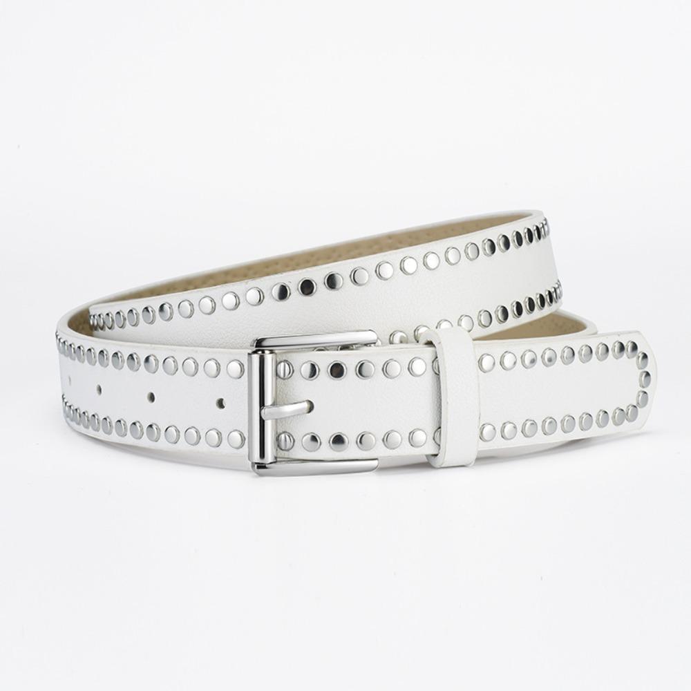 Versatile Jeans Belt Retro Rivet Decorative Belt Casual PU Leather Belt  for Women and Men