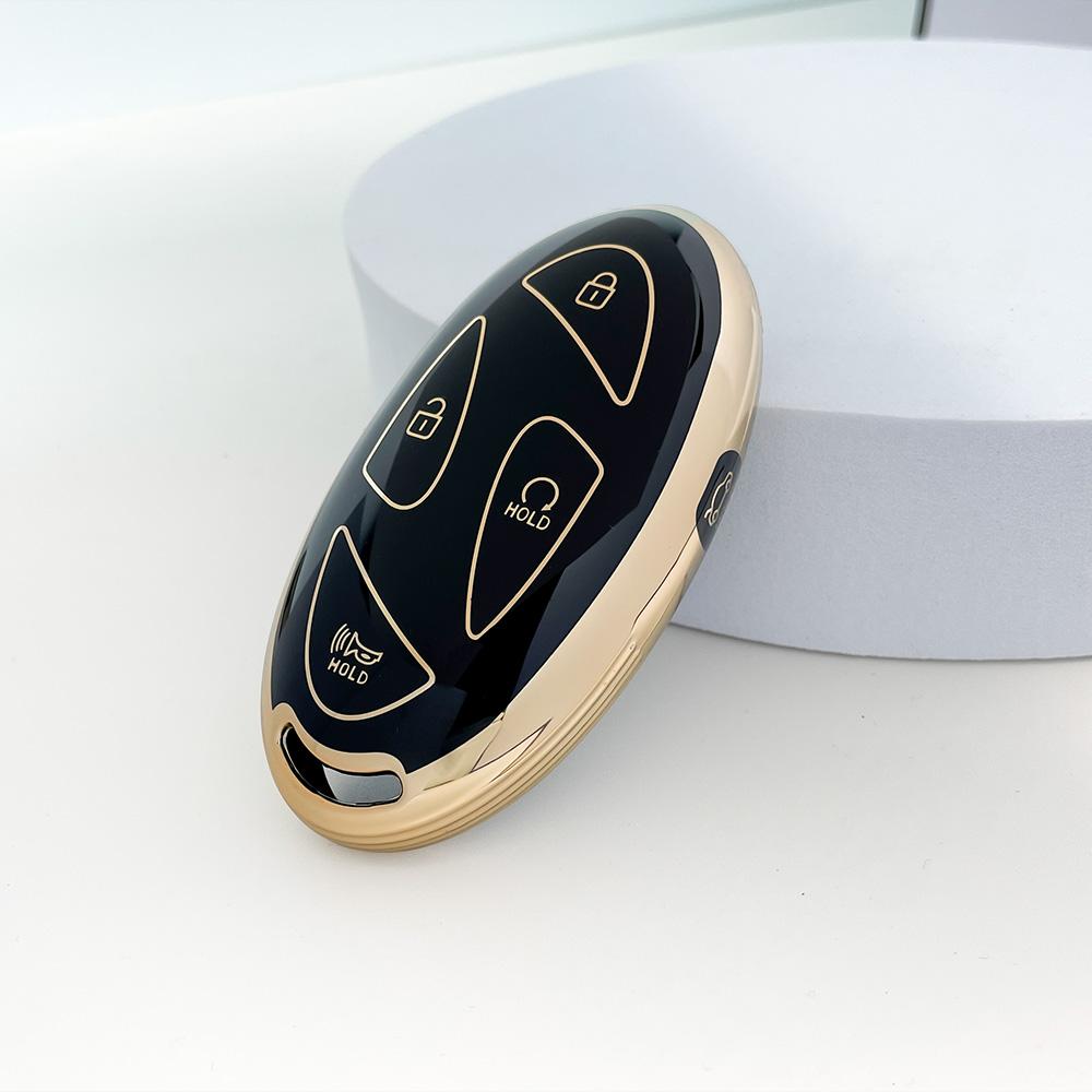 Neue TPU Auto Fernbedienung Schlüsselhülle Abdeckung Schale für Hyundai Ioniq 6 Grandeur GN7 Kona 2023 Autoschlüssel Schutzhülle Goldrand 7 Tasten