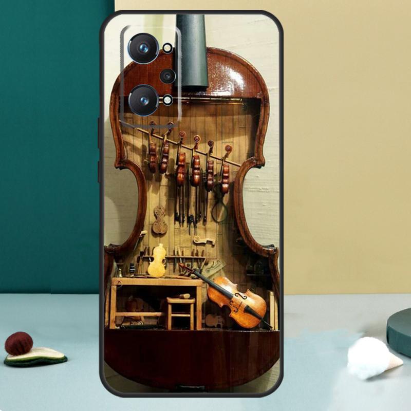 Cool Music Violin For Realme 11 10 12 13 14 Pro Plus GT 7 6 5 Pro GT 6T C67 C61 C53 C51 C21Y C25S C75 C55 Case