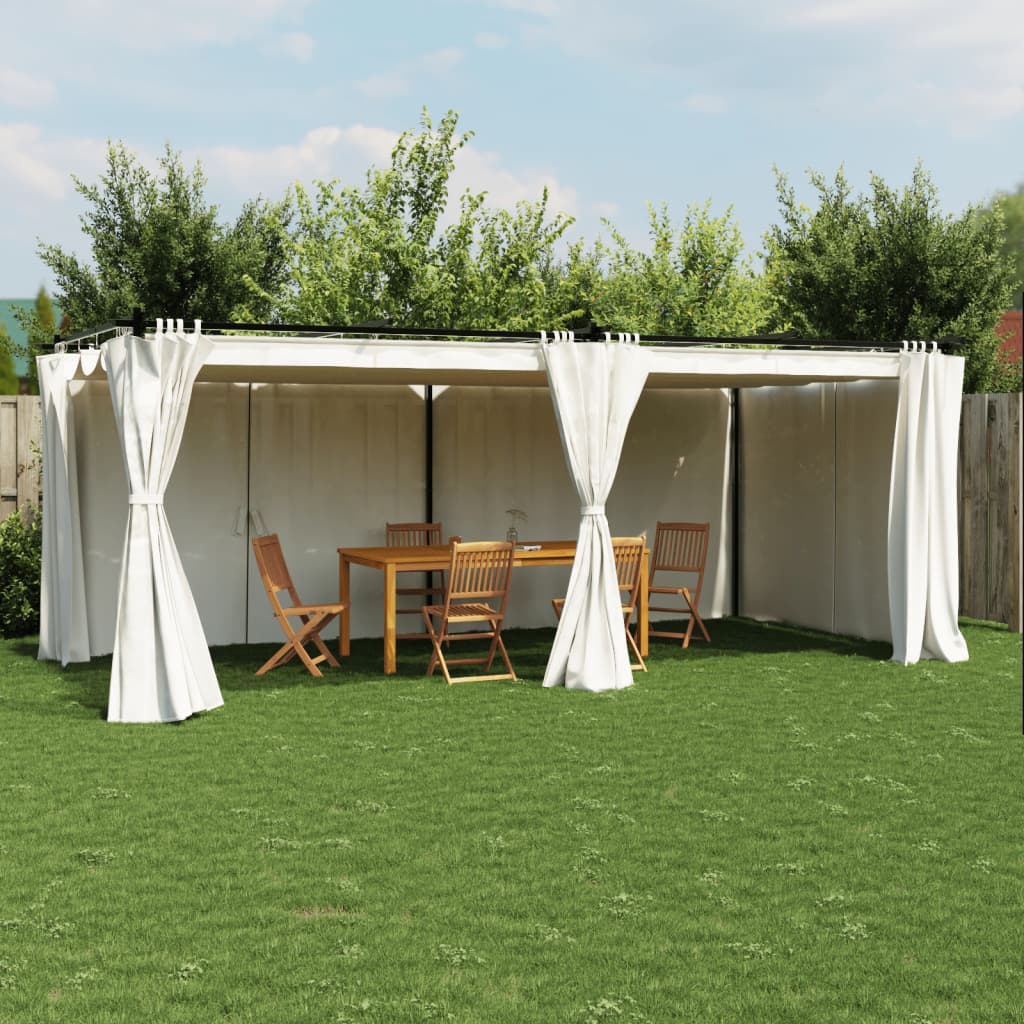 Vidaxl Altana Ogrodowa Z Zasłonami, Kremowa, 6X3 M, Stal