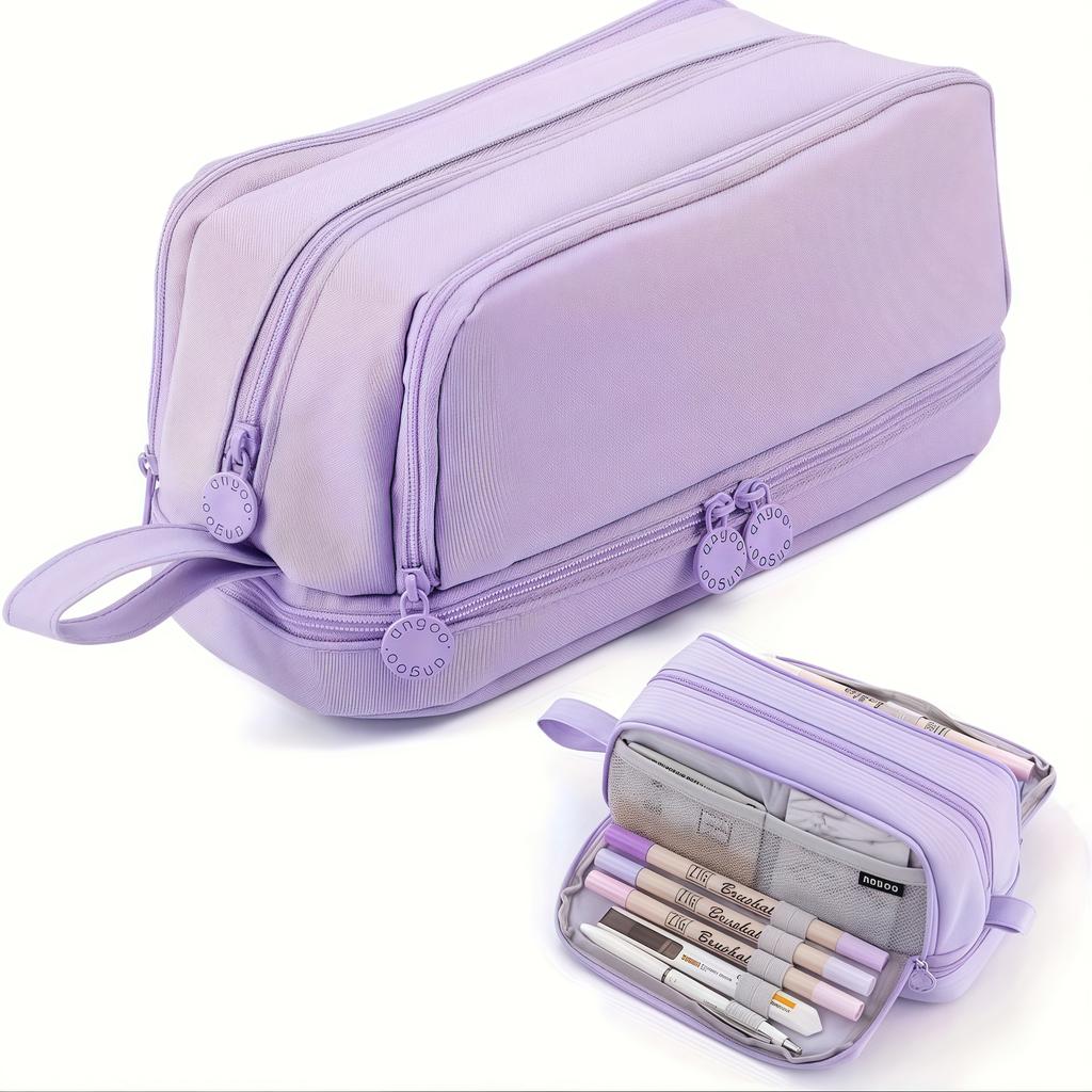Large-Capacity Portable Pencil Case Minimalist Multi-Compartment Pencil Case Stationery Organizer Desktop Storage Pouch