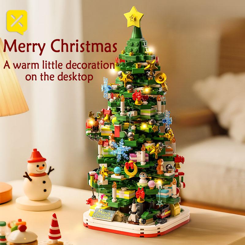 Christmas Tree Building Blocks DIY Kits Festive Holiday Home Office Decor Creative Educational Toys Gifts for Kids Adults Family