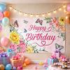 Happy Birthday Banner Hintergrund, Party Foto Hintergrundtuch für Feier, Girlande Flaggen Dekoration für Kinder Frauen, Happy Birthday Zubehör