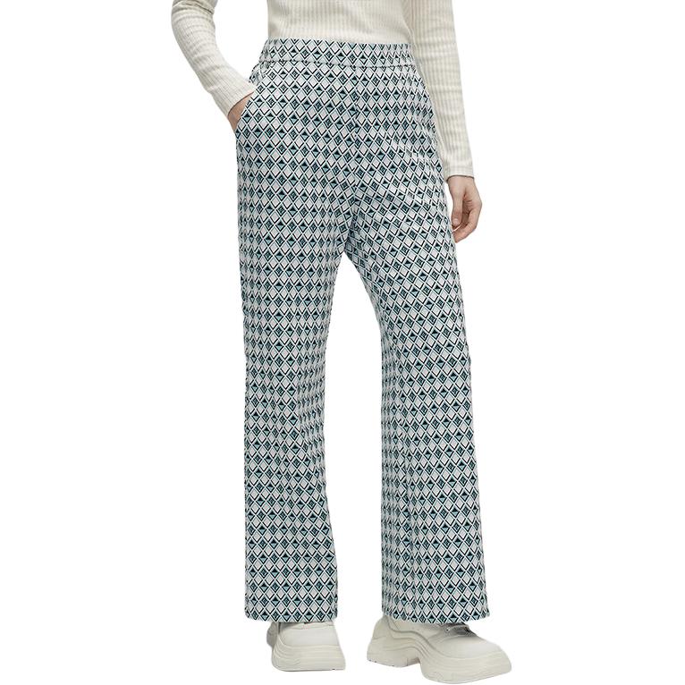 FILA Emerald Plaid Knit Wide-Leg Casual Pants Women bottoms F11W414602F-ZA