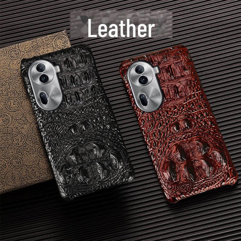 OPPO Reno10PRO Skull Cowhide Leather Cover: Genuine Leather Half Package Protective Case for Reno10 & Reno10Pro+ Phones.
