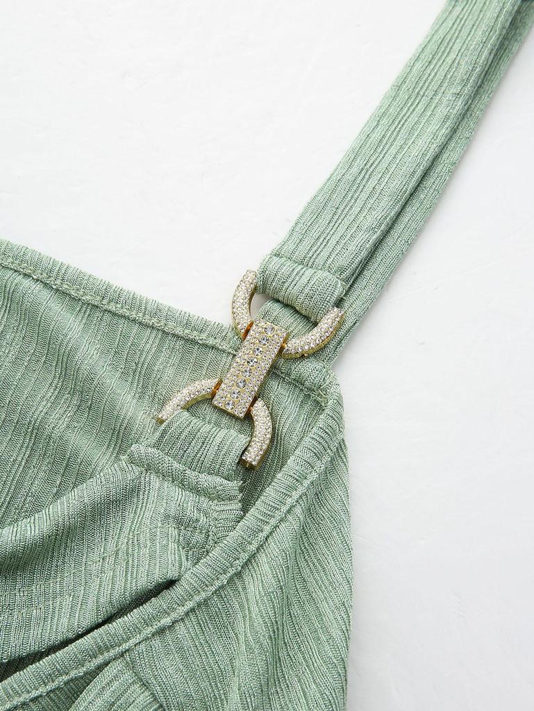 Rosegal Plus Size Ruffles Twist Textured Ribbed Tank Top