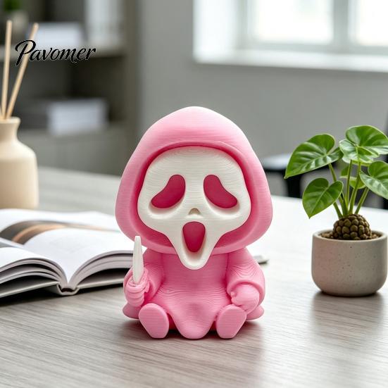 Unique Halloween Party Favors Ghost Statue, Cartoon Skeleton Sculpture, 3D Printed Textures Three Dimensional Skull Art Pieces Compact Horror Ornament