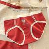 Ladies Spring and Autumn Lovely Pure Cotton 10a Antibacterial Red Festive Benming Year Flat Horn Panties
