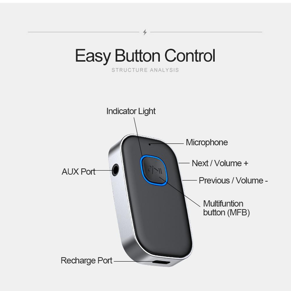 Bluetooth 5.0 Receiver for Car, Noise Cancelling Bluetooth AUX Adapter