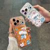 Transparent Soft Phone Case with Integrated Button for Apple 17/16/15/14, 17 Pro Max, 16 Pro - Bread Puppy Design