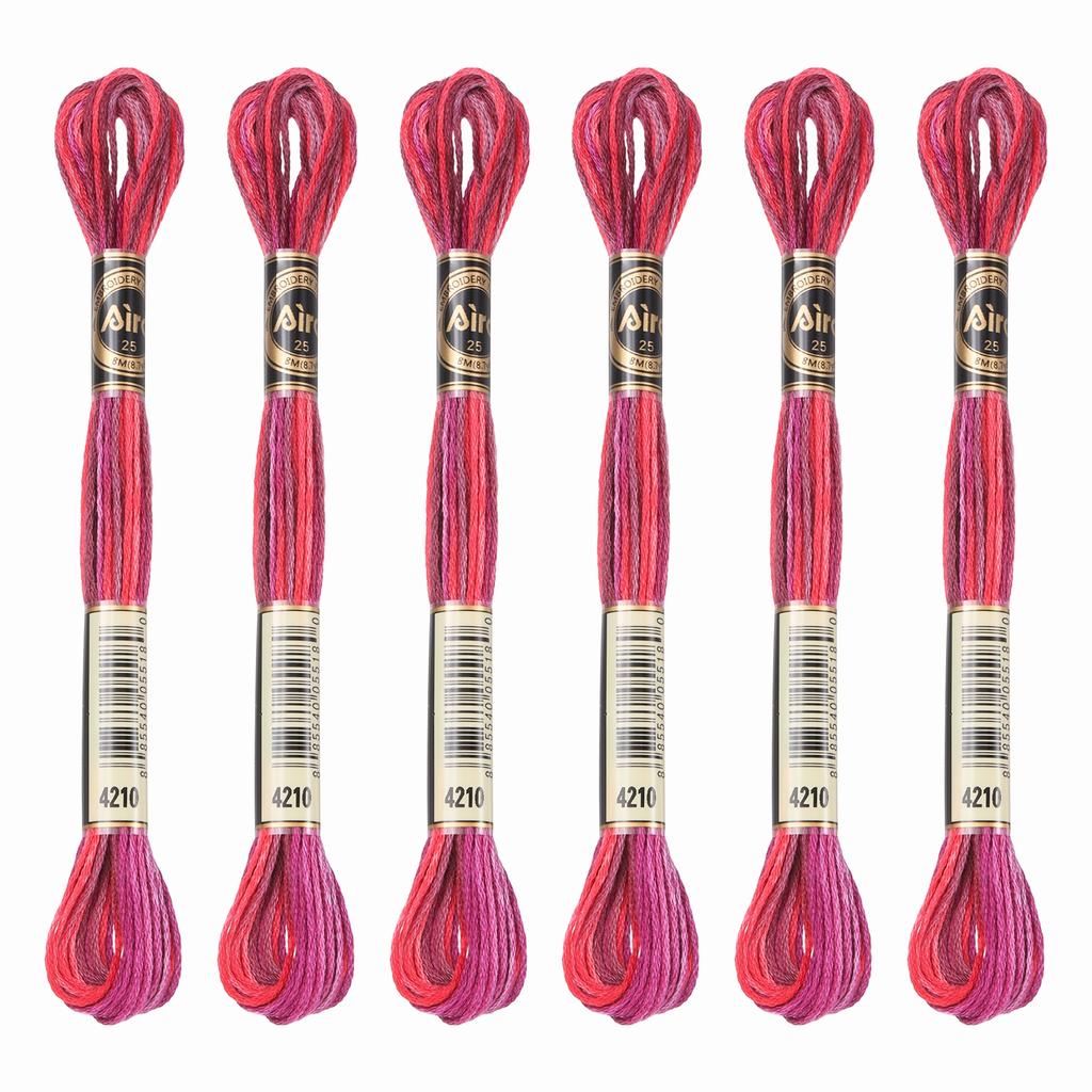 6 Skeins Embroidery Floss, Gradient Colors Polyester Embroidery Threads Bracelets String for Cross-Stitch Hand Embroidery