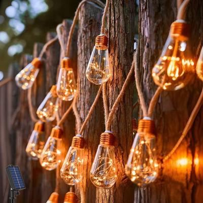 Solar Powered Outdoor String Light 7m 16 Bulb Waterproof Garden Lamp for Patio Fence Path Yard Porch Railing Bar Halloween