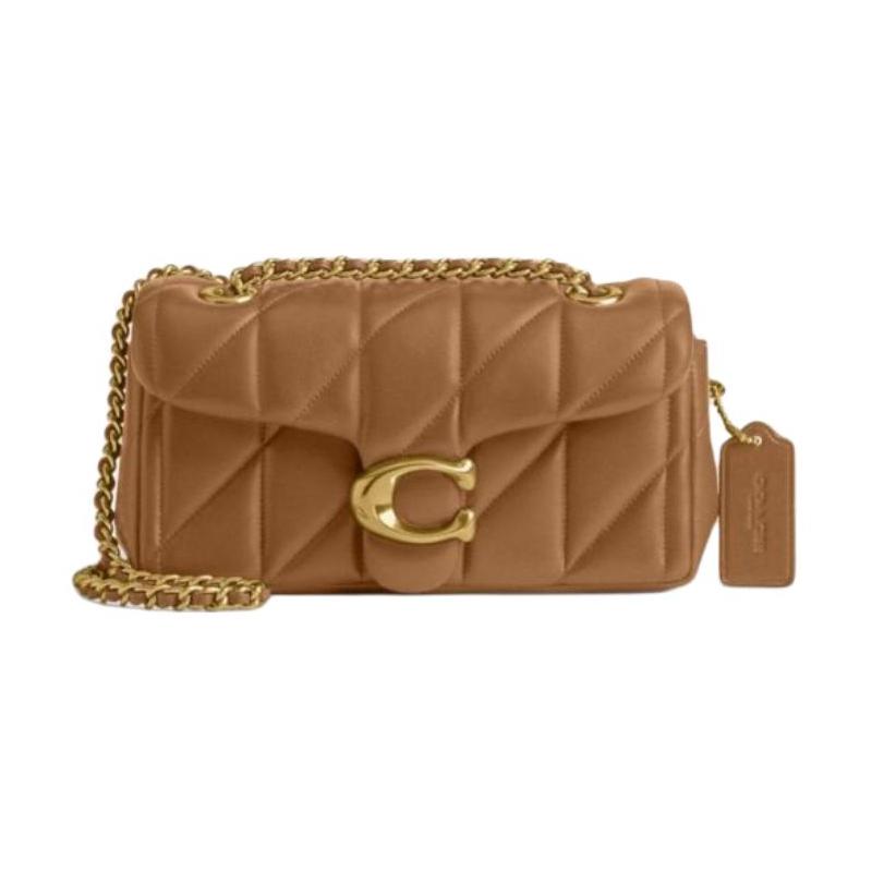 

COACH Tabby 20 Diamond Lock Closure Sheepskin Crossbody Shoulder Bag Small Women s Honey Brown коричневий