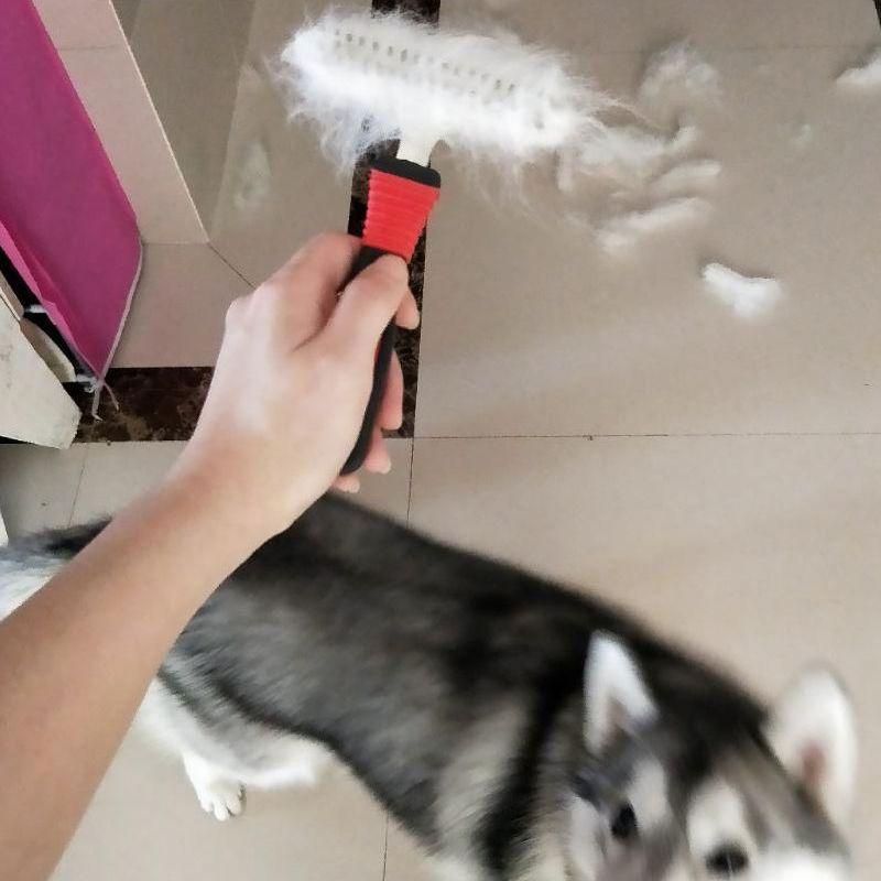 Double Row Pet Grooming Comb for Thick and Long Hair - Ideal for Large Dogs Like Golden Retrievers