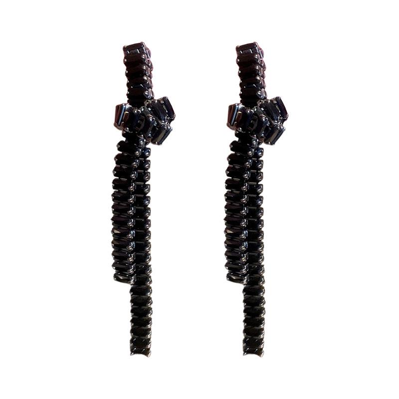 Dark Zircon Geometric Sterling Silver Earrings: Elegant, Luxurious, High-End Women's Fashion