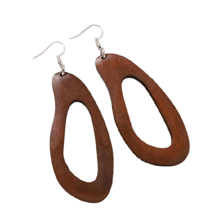 Elegant Wooden Earrings Geometric Design Lightweight And Comfortable Great For Enhancing Fall And Winter Fashion Styles