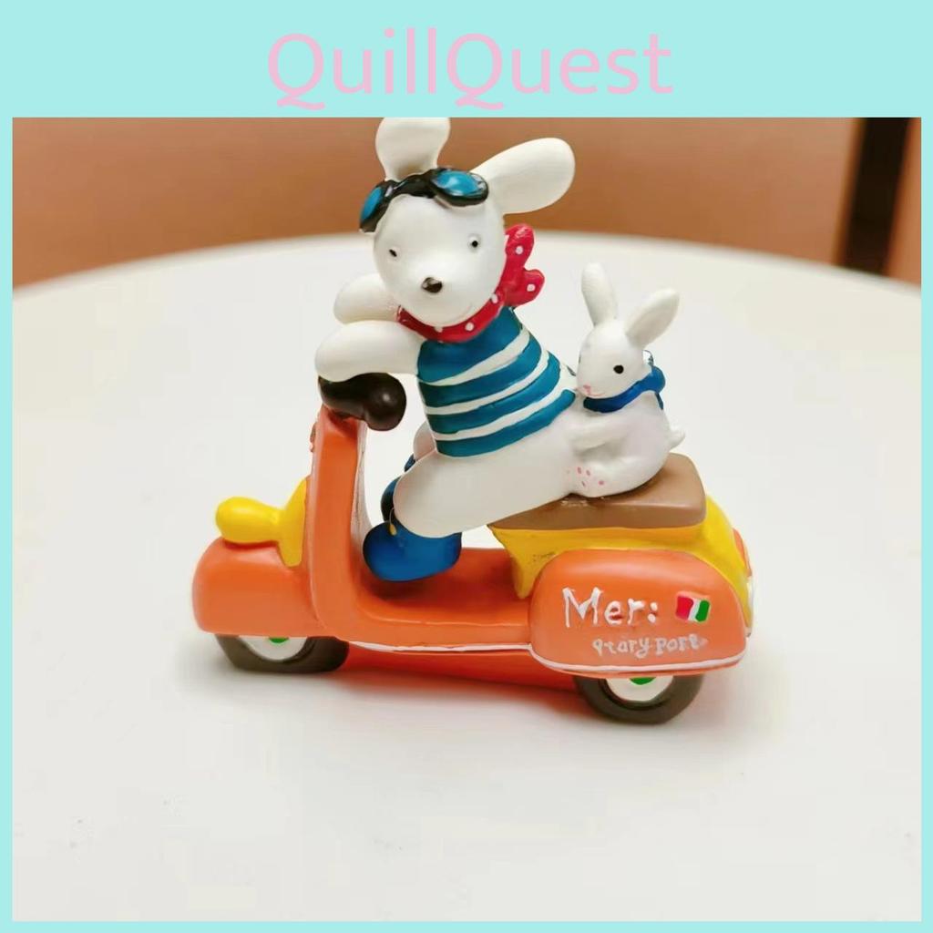 Resin Cartoon Dog Rabbit Miniature Ride Motorcycle For Desk Decor And Gift Giving