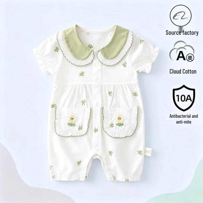 Popular Unisex Baby Summer Cotton Romper - Short Sleeve Bodysuit for Newborns